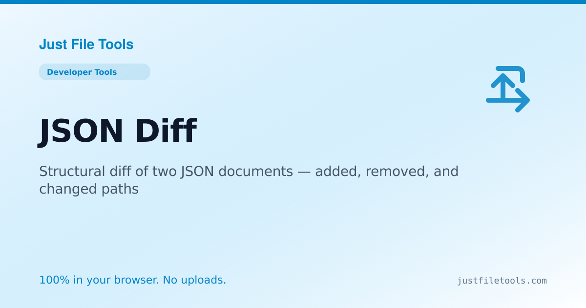 JSON Diff Online — Free, No Upload | Just File Tools